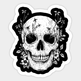 Flowers on Skull Sticker